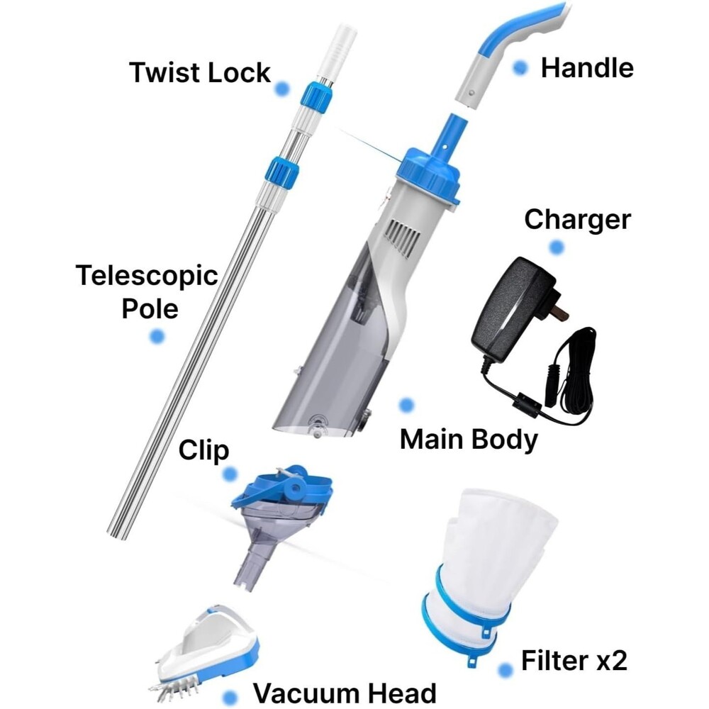 Pool Vacuum for Above Ground Pools inground Pools Rechargeable Handheld Cleane - Picture 2 of 9